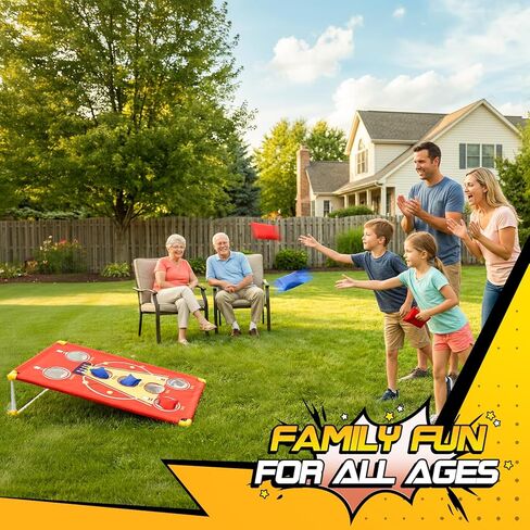 3 in 1 Cornhole Board Set Arcade Roll and Score & Bean Bag Toss & Ball Toss Game, Outdoor Carnival Party Corn Hole Outside Toys for Kids Adults, Yard Backyard Field Day Camping Family Reunion Game in Kuwait