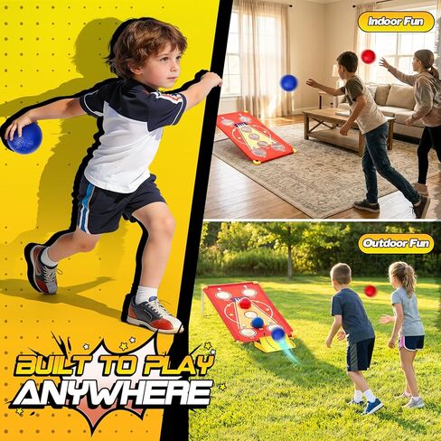 3 in 1 Cornhole Board Set Arcade Roll and Score & Bean Bag Toss & Ball Toss Game, Outdoor Carnival Party Corn Hole Outside Toys for Kids Adults, Yard Backyard Field Day Camping Family Reunion Game in Kuwait