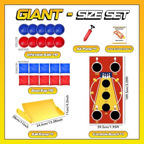 3 in 1 Cornhole Board Set Arcade Roll and Score & Bean Bag Toss & Ball Toss Game, Outdoor Carnival Party Corn Hole Outside Toys for Kids Adults, Yard Backyard Field Day Camping Family Reunion Game in Kuwait