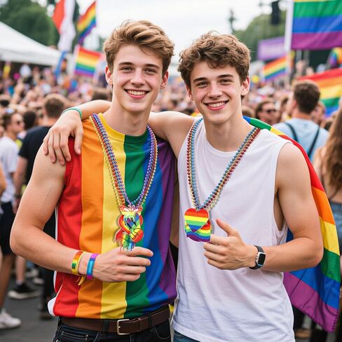 NOVWANG 30 جهاز كمبيوتر شخصى فخر الخرز القلائد قوس قزح LGBT مطرز قلادة لشهر الفخر مثليه حفل زفاف تفضل المسيرات اكسسوارات الإمدادات في 6 ألوان (10 نمط) in Kuwait