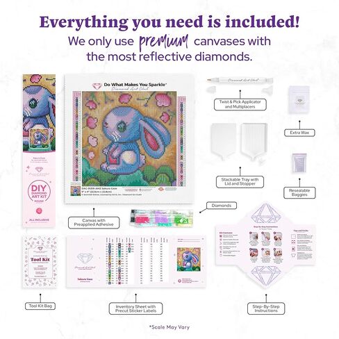 مجموعة الرسم الماسي DIAMOND ART CLUB Sakura Gaze، حرف يدوية ممتعة للبالغين، قماش فني ماسي دائري، 9 بوصة × 9 بوصة (22.8 سم × 22.8 سم) in Kuwait