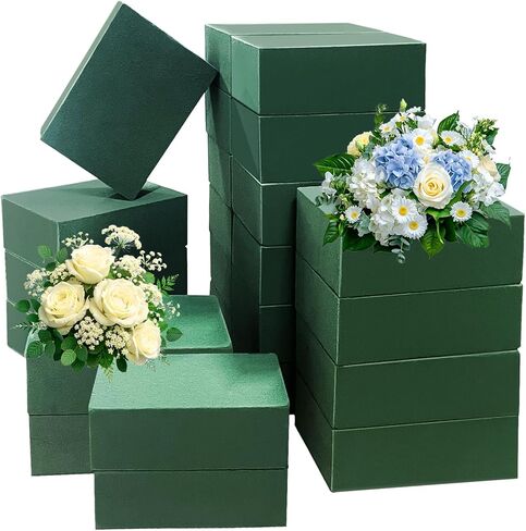 24 Pcs Green Floral Foam Blocks,Wet Dry Flower Plant Foam for Fresh Artificial Flower Arrangement DIY Craft, Florist Styrofoam for Wedding,Birthdays,Home Decors,4.3"L x 2.9"W x 1.6"H in Kuwait