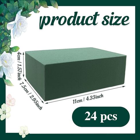 24 Pcs Green Floral Foam Blocks,Wet Dry Flower Plant Foam for Fresh Artificial Flower Arrangement DIY Craft, Florist Styrofoam for Wedding,Birthdays,Home Decors,4.3"L x 2.9"W x 1.6"H in Kuwait