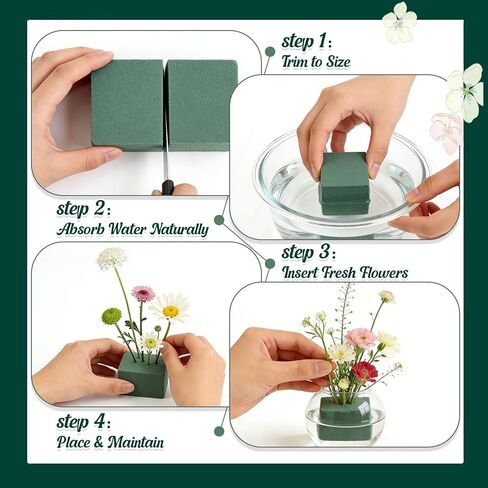 24 Pcs Green Floral Foam Blocks,Wet Dry Flower Plant Foam for Fresh Artificial Flower Arrangement DIY Craft, Florist Styrofoam for Wedding,Birthdays,Home Decors,4.3"L x 2.9"W x 1.6"H in Kuwait