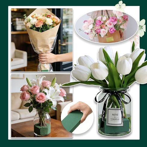24 Pcs Green Floral Foam Blocks,Wet Dry Flower Plant Foam for Fresh Artificial Flower Arrangement DIY Craft, Florist Styrofoam for Wedding,Birthdays,Home Decors,4.3"L x 2.9"W x 1.6"H in Kuwait