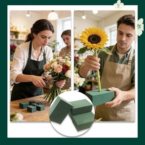 24 Pcs Green Floral Foam Blocks,Wet Dry Flower Plant Foam for Fresh Artificial Flower Arrangement DIY Craft, Florist Styrofoam for Wedding,Birthdays,Home Decors,4.3"L x 2.9"W x 1.6"H in Kuwait