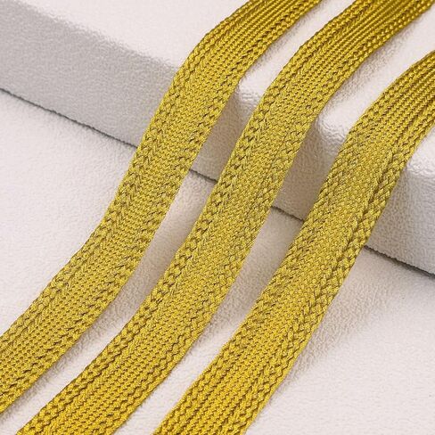 PEARLY JUN 10 ياردة 2 سم شريط ذهبي من قماش الجاكار زخرفة قماشية مطرزة من القماش المنسوج DIY الخياطة والزينة والملابس ديكور المنزل وتغليف الهدايا in Kuwait