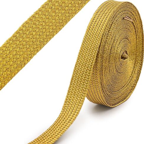 PEARLY JUN 10 ياردة 2 سم شريط ذهبي من قماش الجاكار زخرفة قماشية مطرزة من القماش المنسوج DIY الخياطة والزينة والملابس ديكور المنزل وتغليف الهدايا in Kuwait