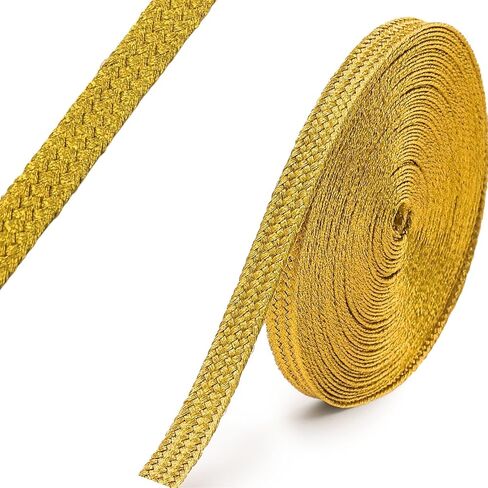 PEARLY JUN 10 ياردة 2 سم شريط ذهبي من قماش الجاكار زخرفة قماشية مطرزة من القماش المنسوج DIY الخياطة والزينة والملابس ديكور المنزل وتغليف الهدايا in Kuwait