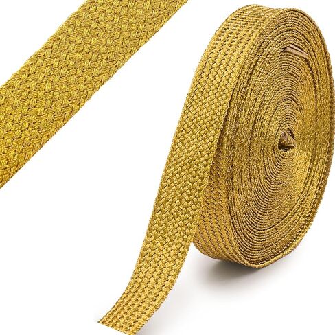 PEARLY JUN 10 ياردة 2 سم شريط ذهبي من قماش الجاكار زخرفة قماشية مطرزة من القماش المنسوج DIY الخياطة والزينة والملابس ديكور المنزل وتغليف الهدايا in Kuwait