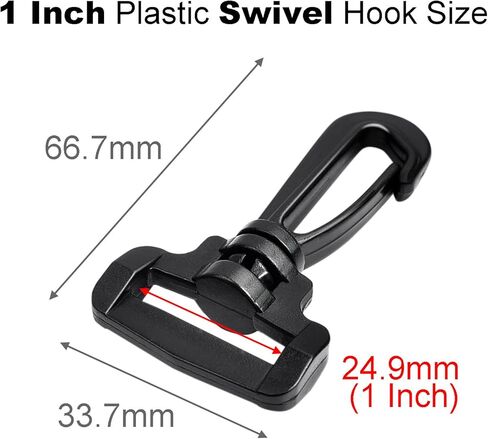 CooBigo 12PCS Plastic Swivel Snap Hook Clips for Purse,1 Inch Rotary Clasp Purse Strap Hardware for Bag Making Nylon Webbing Hook Backpack Strap Clip Lanyard Clasp Keychains Replacement in Kuwait