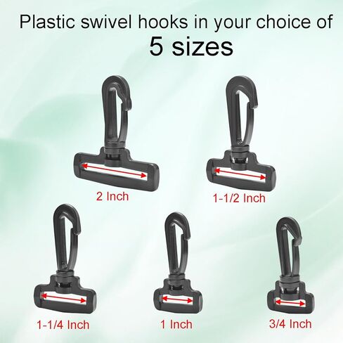CooBigo 12PCS Plastic Swivel Snap Hook Clips for Purse,1 Inch Rotary Clasp Purse Strap Hardware for Bag Making Nylon Webbing Hook Backpack Strap Clip Lanyard Clasp Keychains Replacement in Kuwait