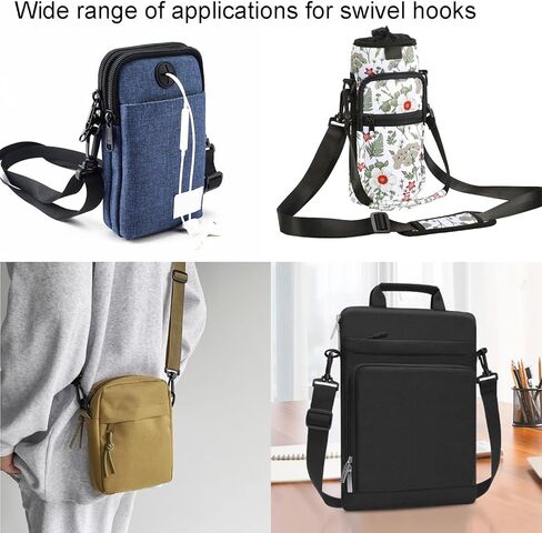 CooBigo 12PCS Plastic Swivel Snap Hook Clips for Purse,1 Inch Rotary Clasp Purse Strap Hardware for Bag Making Nylon Webbing Hook Backpack Strap Clip Lanyard Clasp Keychains Replacement in Kuwait