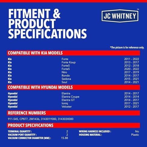 JC Whitney JFBAJCWVCS00053 ملف لولبي لعلبة البخار - متوافق مع Hyundai Elantra & Elantra GT 14-17، Kia Forte 11-22، Soul 14-21، Senoda 15-21، Forte5 12-22 - 1.6L 1.8L 2.0L 2.4L 3.3L in Kuwait