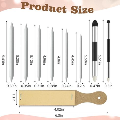 Blending Stump,9Pcs Oil Pastel Blending Tools,Blending Stumps and Sponge Pens Set with Sandpaper Sharpener,Tortillions Paper Art Blenders,Charcoal Sketching Drawing Supplies for Artists Student in Kuwait