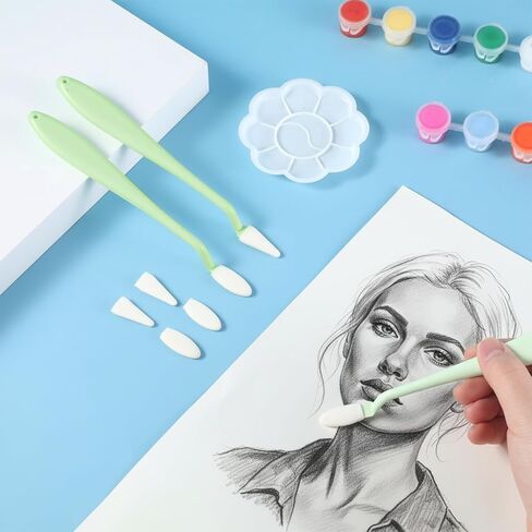 4 Pcs Paper Art Blending Blenders Stumps with 40 Replacement Sponge Wipes, Sketch Trimmer Erase Sponge Wiper with 2 Head Types for Highlighting Shadowing and Correcting Drawing in Kuwait