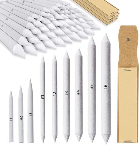Hodyludy 298 Pcs Blending Stumps and Tortillions, Paper Art Blenders, Art Pencils, Drawing Pencils for Student Artist Charcoal Sketch Supplies with Sandpaper in Saudi Arabia