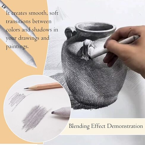 Hodyludy 298 Pcs Blending Stumps and Tortillions, Paper Art Blenders, Art Pencils, Drawing Pencils for Student Artist Charcoal Sketch Supplies with Sandpaper in Saudi Arabia