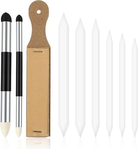 9 Pcs Blending Stump, Charcoal Pencil Sharpener, Washable & Reusable Blending Tools for Drawing, with Sandpaper Pointer (Art Sketch Supplies) in Kuwait