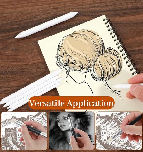9 Pcs Blending Stump, Charcoal Pencil Sharpener, Washable & Reusable Blending Tools for Drawing, with Sandpaper Pointer (Art Sketch Supplies) in Kuwait