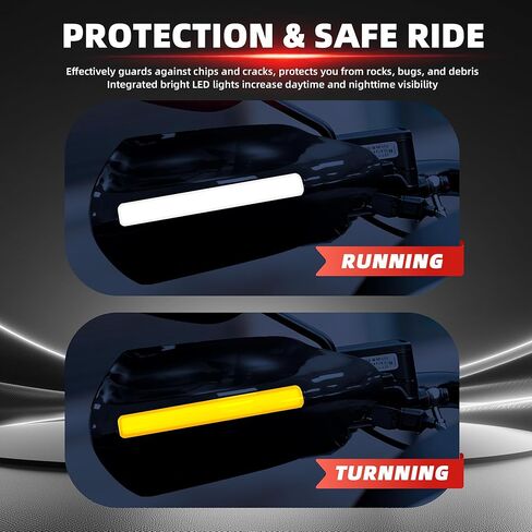 FATECIM Motorcycle Handguards Hand Guards with LED Lights DRL Indicators for Harley 1996-2025 Sportster Dyna Touring Street Road Electra Glide Road King Softail Street Bob Low Rider S Fat Boy (Black) in Saudi Arabia