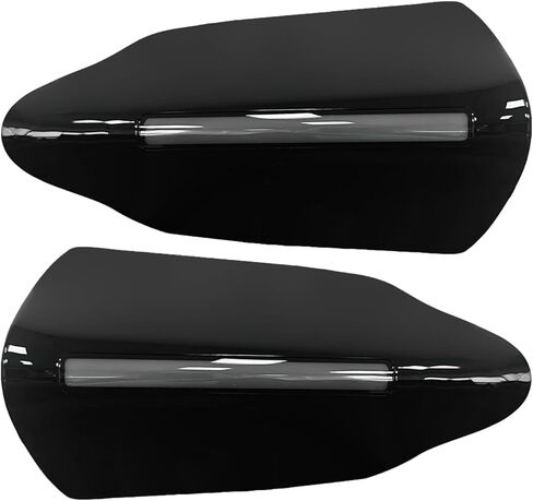 FATECIM دراجة نارية حراس اليد حراس اليد مع أضواء LED مؤشرات DRL لـ Harley 1996-2025 Sportster Dyna Touring Street Road Electra Glide Road King Softail Street Bob Low Rider S Fat Boy (أسود) in Kuwait