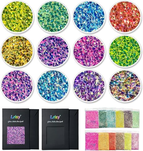 Lrisy Sky Blue نصف شفاف 1/24 بوصة 0.040 بوصة 1 مم جليتر فقاعات ثلاثي الأبعاد للراتنج والحرف اليدوية 57 جم / 2 أونصة - جليتر شفاف قزحي الألوان للفن والمجوهرات والأظافر وديكورات الحفلات والعطلات in Kuwait