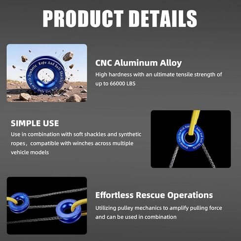 Universal Winch Snatch Recovery Ring,Aluminum Alloy 66000 LBS Snatch Block Ring for ATV UTV SUV Truck Off-Road Vehicle in Kuwait