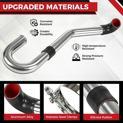 Universal 3 Inch Aluminum Intercooler Piping Kit, Black Turbo Charge Pipe U Pipe Kit with Silicone Couplers & T-Bolt Clamps, 3" FMIC Intercooler Pipe Kit for Turbo Intake Systems in Kuwait