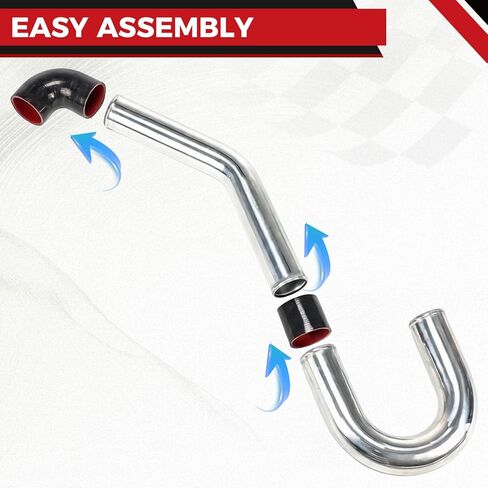 Universal 3 Inch Aluminum Intercooler Piping Kit, Black Turbo Charge Pipe U Pipe Kit with Silicone Couplers & T-Bolt Clamps, 3" FMIC Intercooler Pipe Kit for Turbo Intake Systems in Kuwait