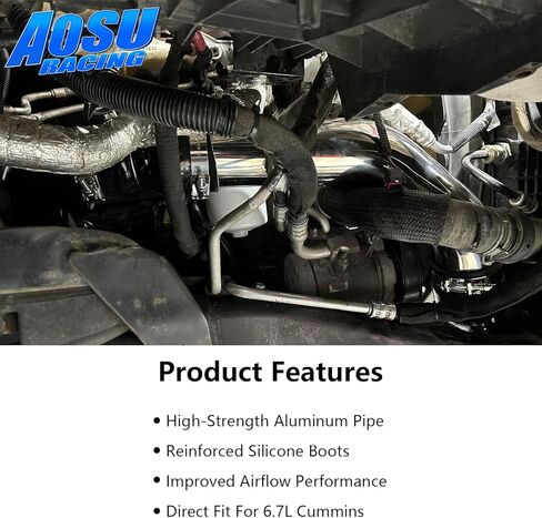 Aluminum Intercooler Pipe Kit & Silicone Boots Compatible with 2013-2018 Dodge Ram 2500 3500 6.7L Cummins, Reduce Turbulence & Maximize Airflow to The Engine in Kuwait