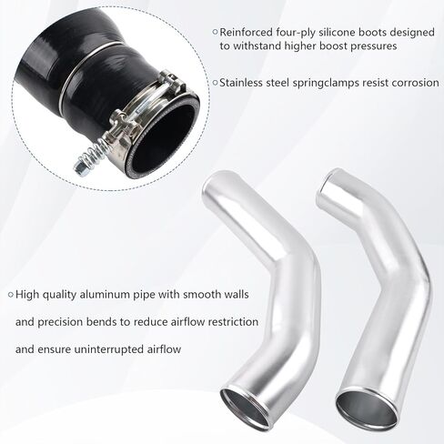 Aluminum Intercooler Pipe Kit & Silicone Boots Compatible with 2013-2018 Dodge Ram 2500 3500 6.7L Cummins, Reduce Turbulence & Maximize Airflow to The Engine in Kuwait