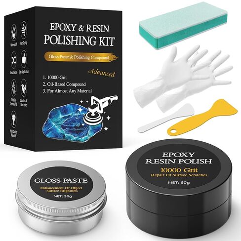 Premium Epoxy Resin Polishing Kit, Polishing Compound for Epoxy Resin -Scratch Removal, Sanding & Polishing for Epoxy, Jewelry, Metal & Stone Countertops, Restore Shin in Kuwait