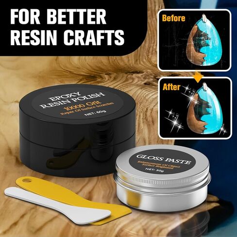Premium Epoxy Resin Polishing Kit, Polishing Compound for Epoxy Resin -Scratch Removal, Sanding & Polishing for Epoxy, Jewelry, Metal & Stone Countertops, Restore Shin in Kuwait