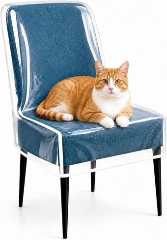 Plastic Chair Covers for Dining Room Waterproof Plastic Chair Covers with Backrests Heavy Duty Clear Chair Seat Cover, No Dust, Dirt, Spill, Paws and Claws Fit W/21 x D/18 Inch (2 Pack) in Saudi Arabia