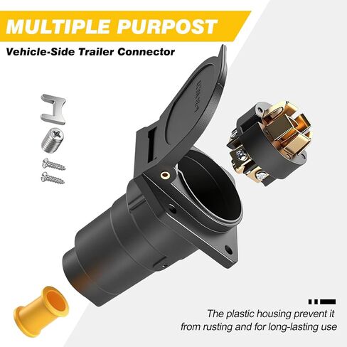 7 Pin Trailer Blade Connector Socket ，Vehicle Side Female End 7 Way Trailer Plug Socket Splice 6-24V for Trailer Tow Hitch Car RV Boat Truck in Kuwait