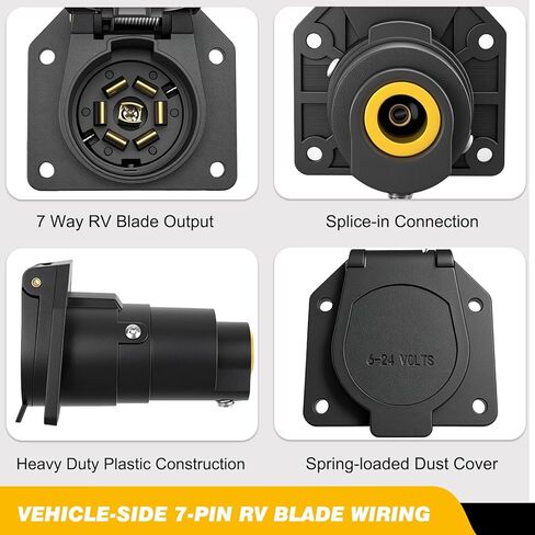 7 Pin Trailer Blade Connector Socket ，Vehicle Side Female End 7 Way Trailer Plug Socket Splice 6-24V for Trailer Tow Hitch Car RV Boat Truck in Kuwait