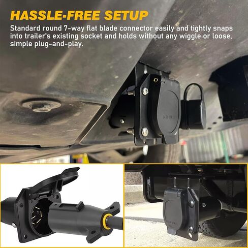 7 Pin Trailer Blade Connector Socket ，Vehicle Side Female End 7 Way Trailer Plug Socket Splice 6-24V for Trailer Tow Hitch Car RV Boat Truck in Kuwait