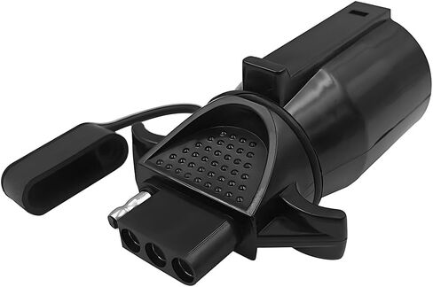 7 Pin Round to 4 Pin Flat Trailer Adapter, 7 Way Blade to 4 Way Flat Trailer Light Plug Connector, RV Plug Converter with Anti-Dust Cap, Fits Camper Truck Caravan Utility Tow Vehicles in Kuwait