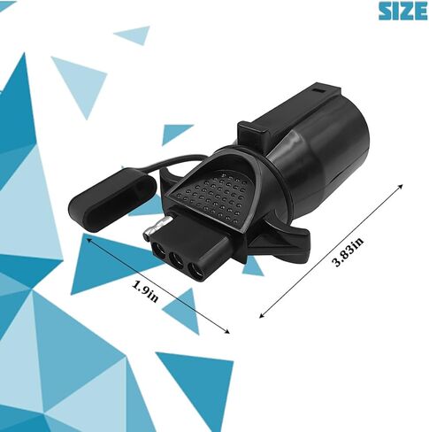 7 Pin Round to 4 Pin Flat Trailer Adapter, 7 Way Blade to 4 Way Flat Trailer Light Plug Connector, RV Plug Converter with Anti-Dust Cap, Fits Camper Truck Caravan Utility Tow Vehicles in Kuwait