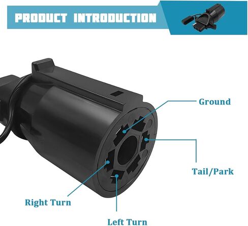 7 Pin Round to 4 Pin Flat Trailer Adapter, 7 Way Blade to 4 Way Flat Trailer Light Plug Connector, RV Plug Converter with Anti-Dust Cap, Fits Camper Truck Caravan Utility Tow Vehicles in Kuwait