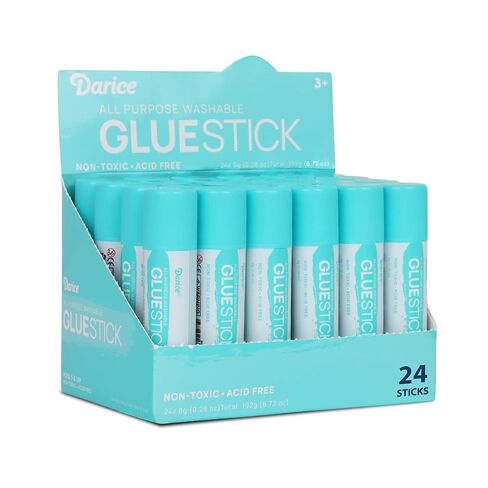 Darice School Glue Sticks, Washable 8 Gram 24 Count All Purpose Glue Stick, Strong Hold, Easy Stick, Quick Drying, Non-Toxic, Back to School Supplies, Scrapbooking for Home in Kuwait