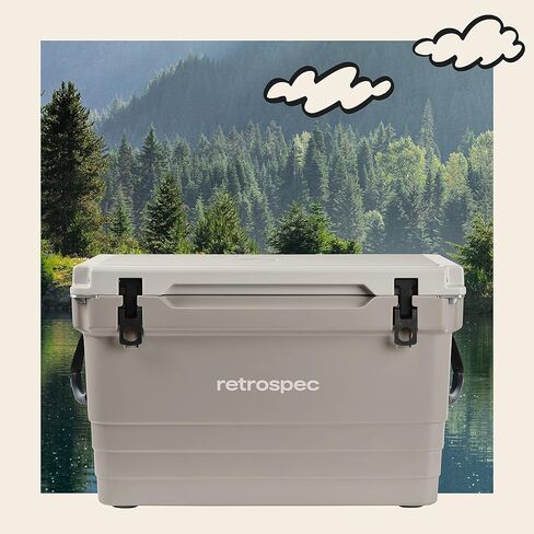 مبرد Retrospec Palisade Rotomolded 45 Qt - صندوق ثلج محمول معزول بالكامل مع فتاحة زجاجات مدمجة، وفتحات ربط لأسفل وسلة بضائع جافة - مبردات للشاطئ الكبير والتخييم والسفر - الكثبان الرملية in Saudi Arabia