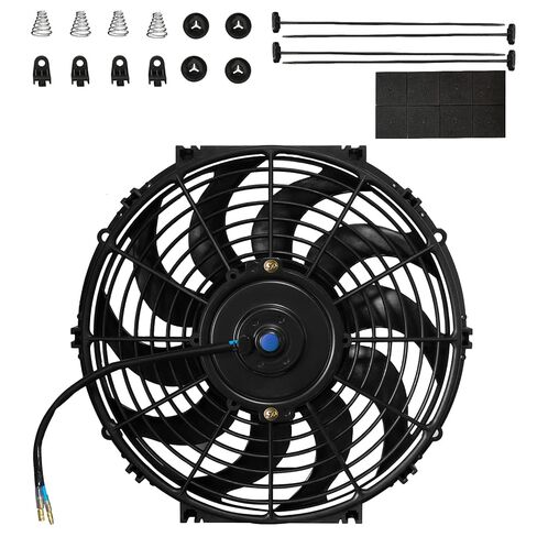 MuHize 12 "مروحة تبريد كهربائية للسيارات، عالية الأداء، دفع/سحب، 12 فولت 80 وات مع مجموعة تثبيت، تناسب المبرد in Kuwait