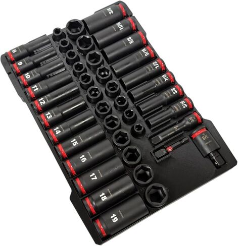 منظم إدراج متوافق مع Low Profile Milwaukee Packout (48-22-8436) و3/8" Shockwave Impact مجموعة مقابس مكونة من 43 قطعة (49-66-7009) إدراج فقط in Kuwait