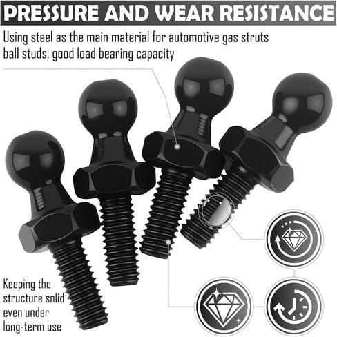 4PCS 10mm Ball Stud Kit with Hardware,M6 Gas Struts Ball Stud Kit for Gas Strut Lift Support,Universal Cars Gases Spring Strut Balls Studs Suitable for Most Cars,Trucks in Kuwait