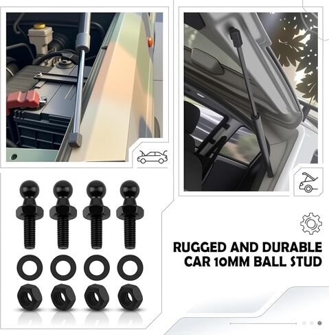 4PCS 10mm Ball Stud Kit with Hardware,M6 Gas Struts Ball Stud Kit for Gas Strut Lift Support,Universal Cars Gases Spring Strut Balls Studs Suitable for Most Cars,Trucks in Kuwait