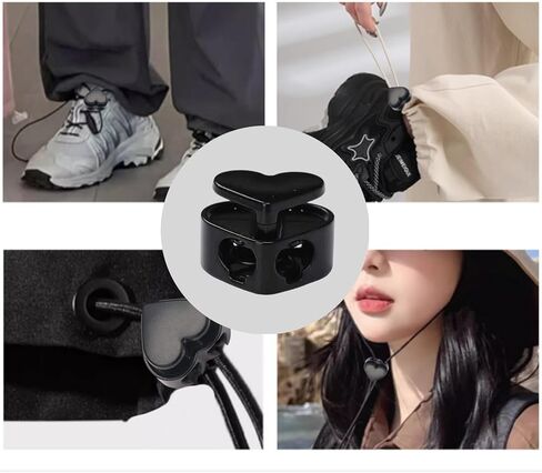 hhfvvda12Pcs Pull Cord Stops Reliable Heart Shaped Metal Cord Locks Rope Stopper Loaded Adjustable Buckle Suitable for Shoe Laces Backpacks Clothing and Outdoor Equipment in Kuwait