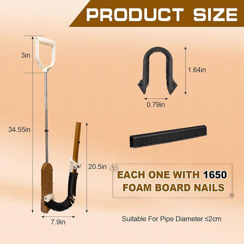 PEX Pipe Stapler with 1650 Pcs Foamboard Staples, PEX Stapler for 1"–2" Foam Board, Pex Foam Stapler Kit Efficiently Complete Binding Tasks Without Bending Over in Kuwait