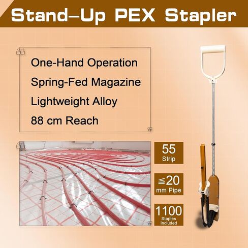 PEX Pipe Stapler with 1650 Pcs Foamboard Staples, PEX Stapler for 1"–2" Foam Board, Pex Foam Stapler Kit Efficiently Complete Binding Tasks Without Bending Over in Kuwait